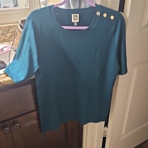 Anne Klein Dark Green Crew Neck Top Size Xl